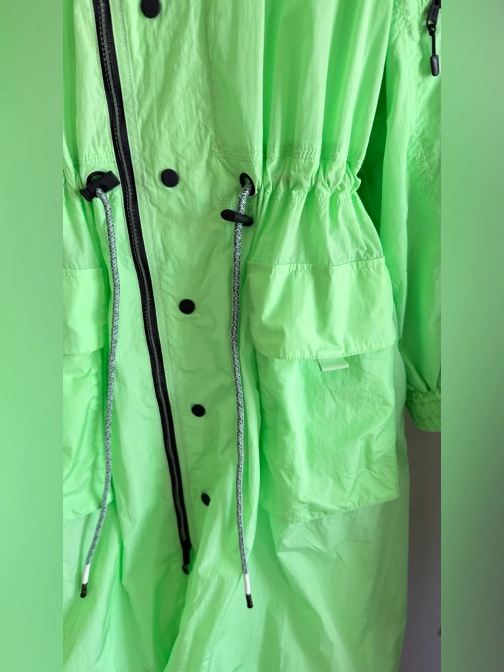 Free People Movement Aurora Maxi Windbreaker Parka in Neon Lime